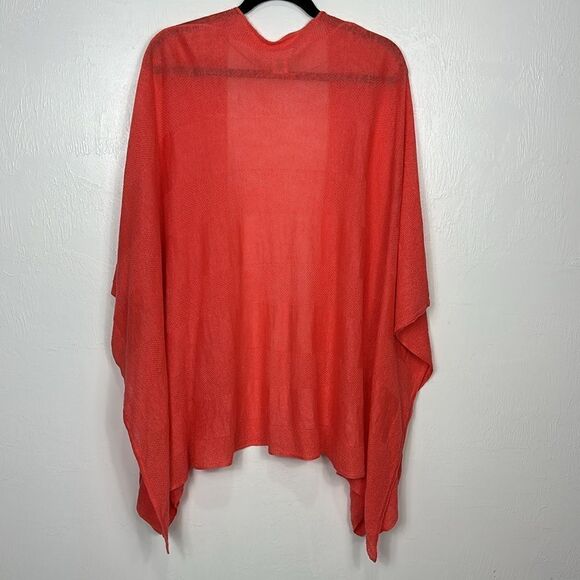 Artisan NY Coral Color Linen Open Front Poncho Cover Up One Size - Picture 5 of 8